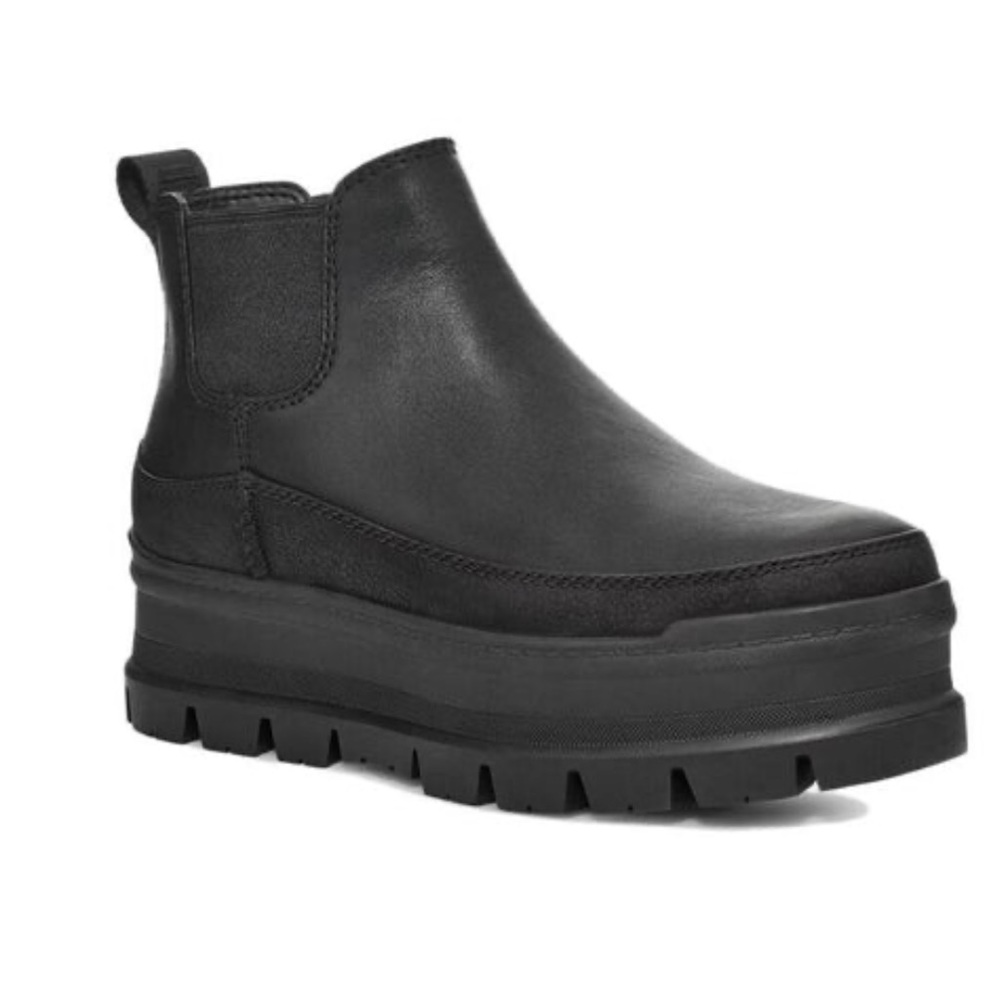 UGG BLACK MERINA WATERPROOF LEATHER PLATFORM BOOTS, WOMEN EUR 38 US 7